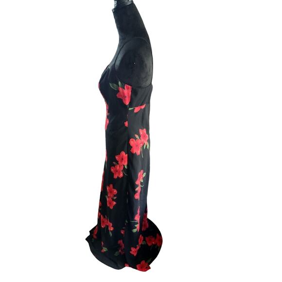 betsy and adam By Jalene dress Black With Red Flower Rhinestones 10 Pre-owned - Picture 3 of 9
